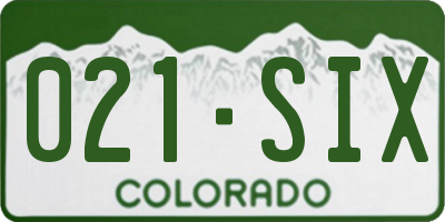 CO license plate 021SIX