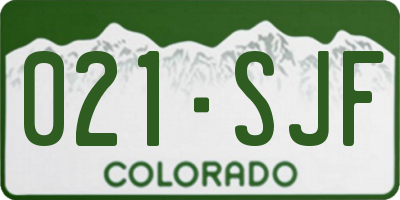 CO license plate 021SJF