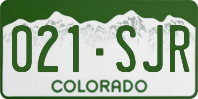 CO license plate 021SJR