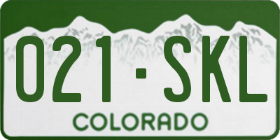 CO license plate 021SKL