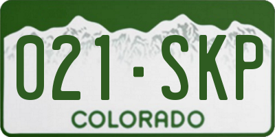 CO license plate 021SKP