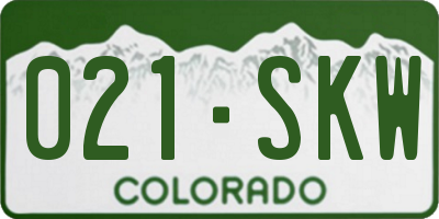 CO license plate 021SKW