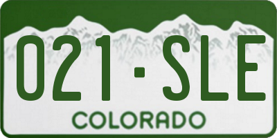 CO license plate 021SLE