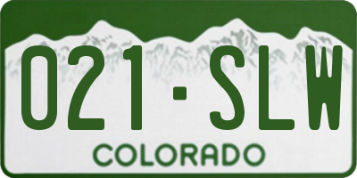 CO license plate 021SLW