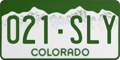 CO license plate 021SLY