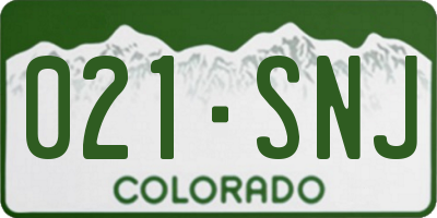 CO license plate 021SNJ