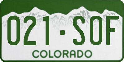 CO license plate 021SOF