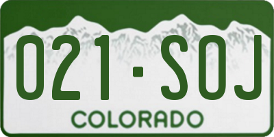 CO license plate 021SOJ