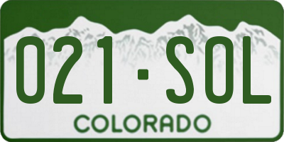 CO license plate 021SOL