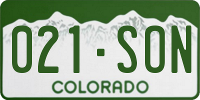 CO license plate 021SON