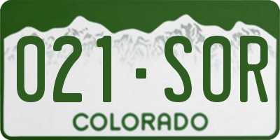 CO license plate 021SOR