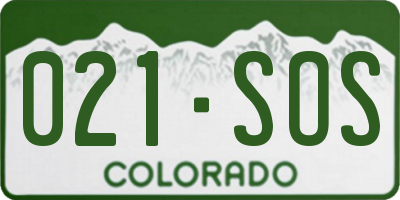 CO license plate 021SOS