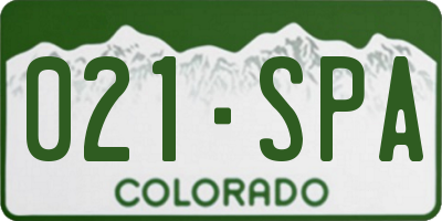 CO license plate 021SPA
