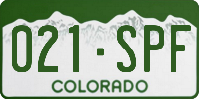 CO license plate 021SPF