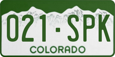 CO license plate 021SPK