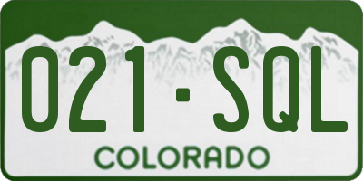 CO license plate 021SQL