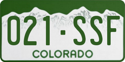 CO license plate 021SSF