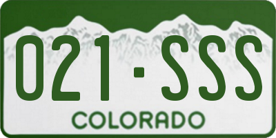 CO license plate 021SSS