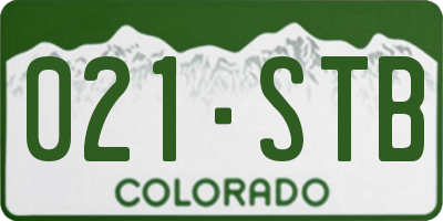 CO license plate 021STB