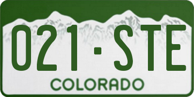 CO license plate 021STE