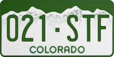 CO license plate 021STF