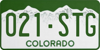 CO license plate 021STG