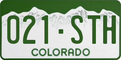 CO license plate 021STH