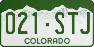 CO license plate 021STJ