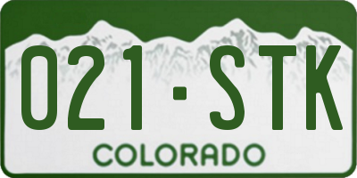 CO license plate 021STK