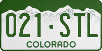 CO license plate 021STL