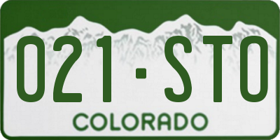 CO license plate 021STO