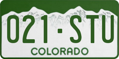 CO license plate 021STU