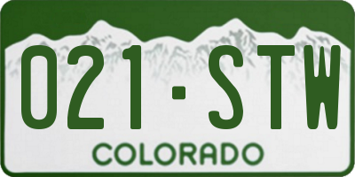 CO license plate 021STW