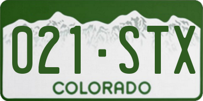 CO license plate 021STX