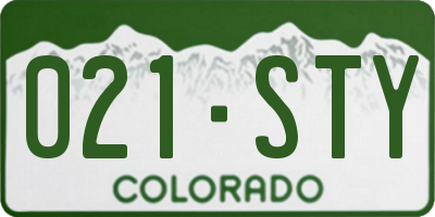 CO license plate 021STY