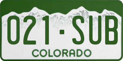 CO license plate 021SUB