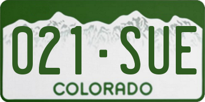 CO license plate 021SUE
