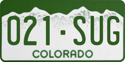 CO license plate 021SUG