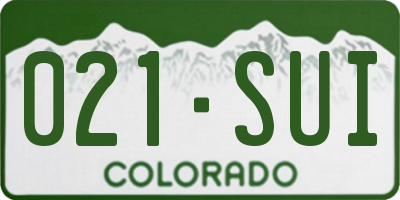 CO license plate 021SUI