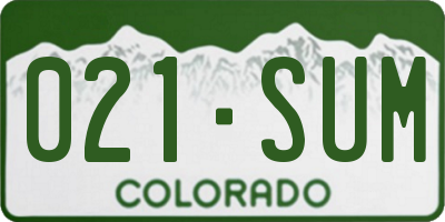 CO license plate 021SUM