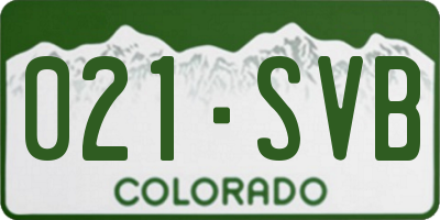 CO license plate 021SVB