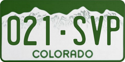 CO license plate 021SVP