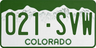CO license plate 021SVW
