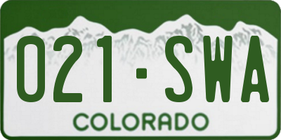 CO license plate 021SWA