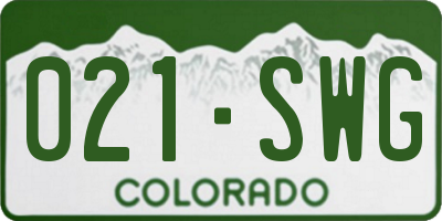 CO license plate 021SWG