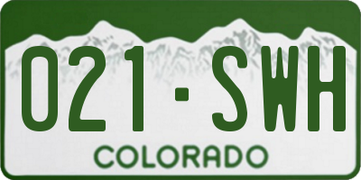 CO license plate 021SWH