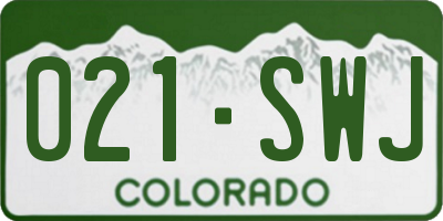 CO license plate 021SWJ