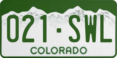 CO license plate 021SWL