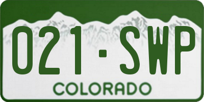 CO license plate 021SWP
