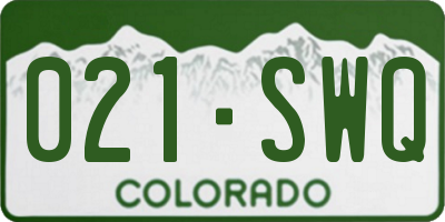 CO license plate 021SWQ